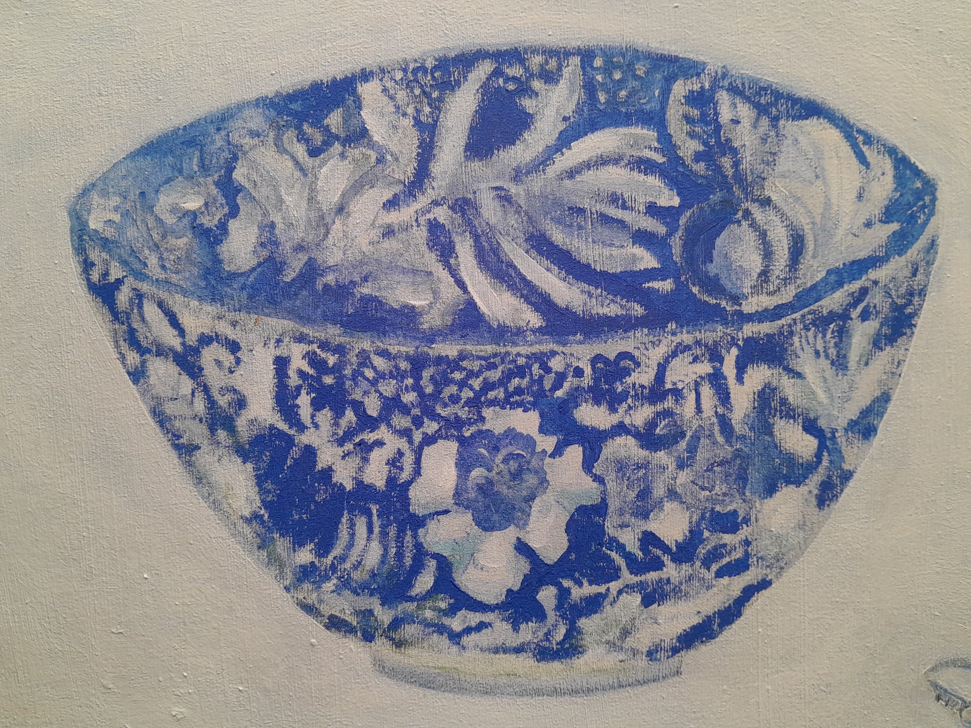 blue and white floral bowl detail