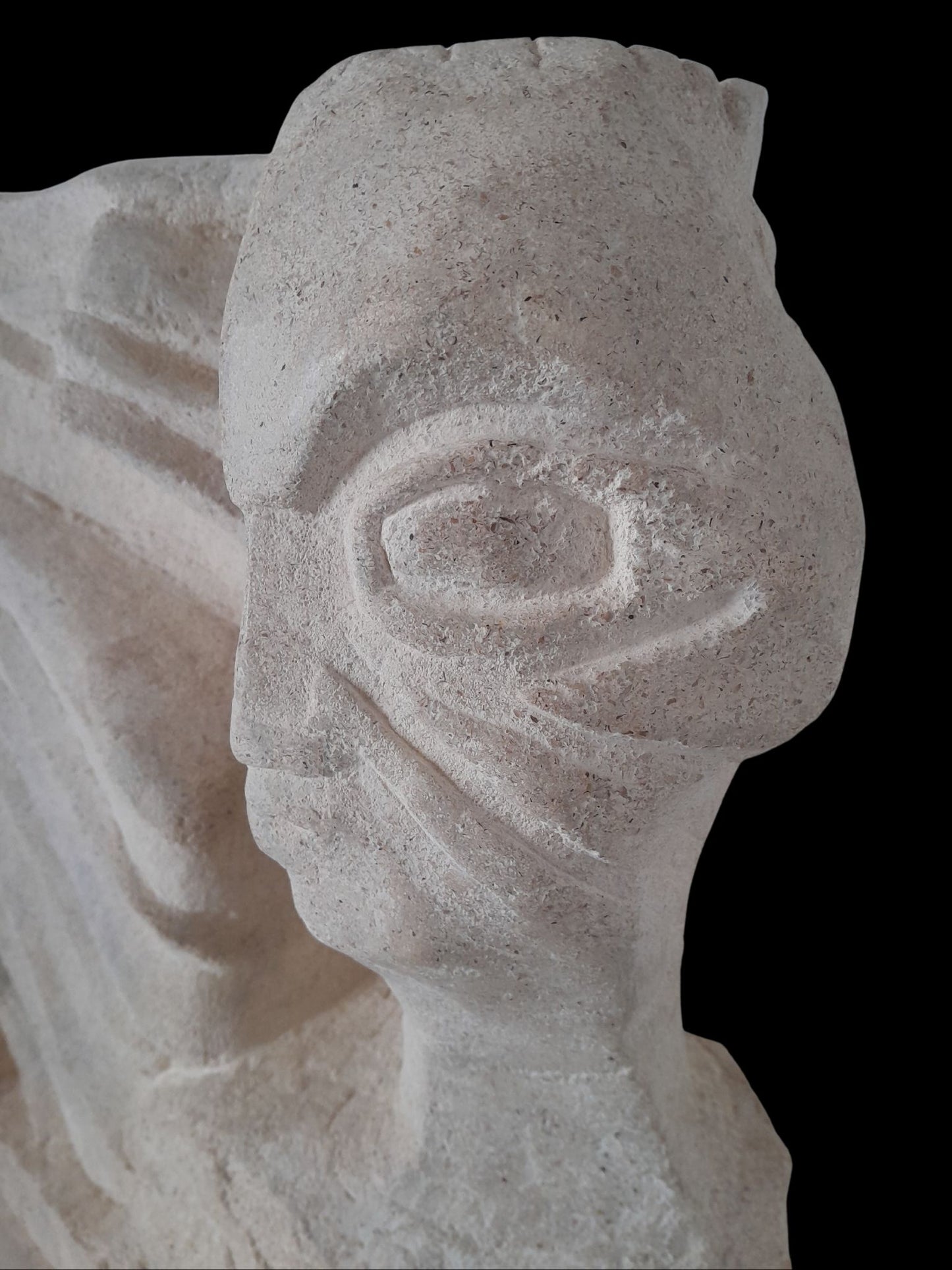 stone carving of head 